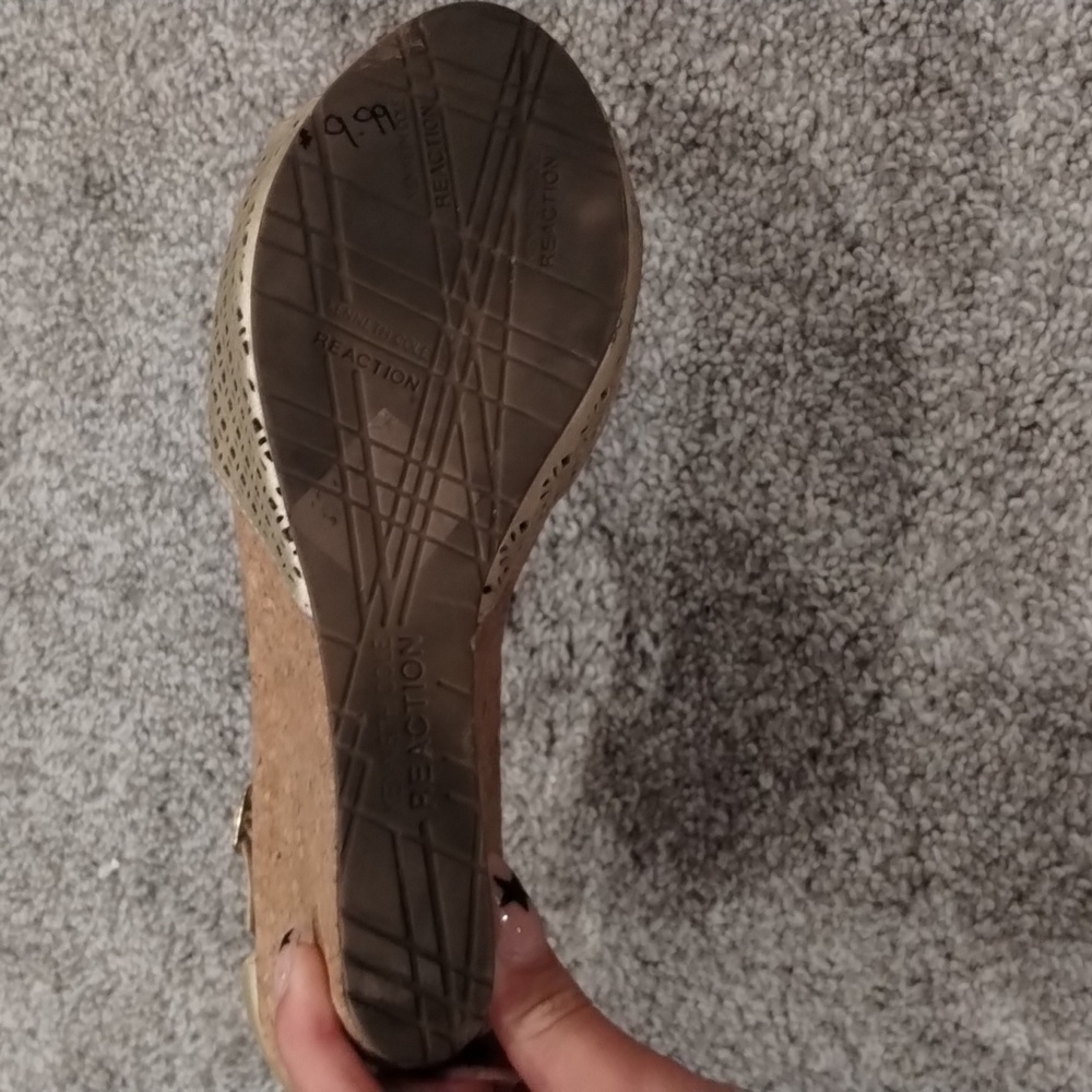 Kenneth Cole Gold Wedge Sandals - Picture 3 of 4